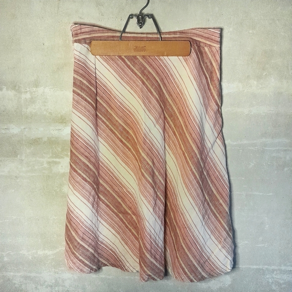 495 - light pink diagonal striped linen Merona midi skirt - 8 - Picture 1 of 3